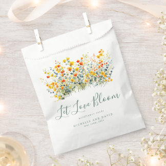 カラフルな水彩画のワイルドフラワー シード ウェディング フェイバーバッグ