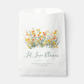 カラフルな水彩画のワイルドフラワー シード ウェディング フェイバーバッグ (正面)