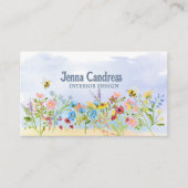 カラフルな水彩画のワイルドフラワー 名刺 (正面)