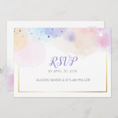 カラフルな水彩画の出欠ハガキ 招待状 (正面/裏面)