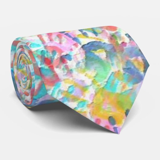 カラフルな水彩画の子供のHandprintsの珍しいタイ ネクタイ (ロール)