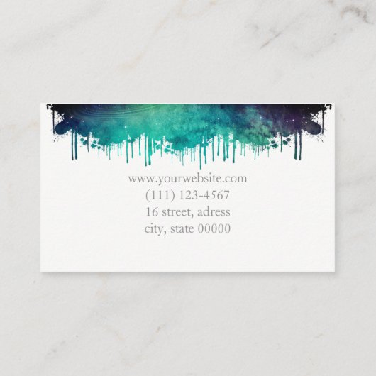 カラフルな水彩画の宇宙のしぶき 名刺 (裏面)