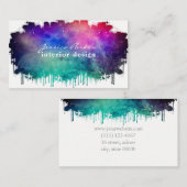 カラフルな水彩画の宇宙のしぶき 名刺 (正面/裏面)