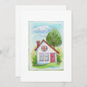 カラフルな水彩画の家 (正面/裏面)