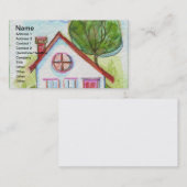 カラフルな水彩画の家 名刺 (正面/裏面)