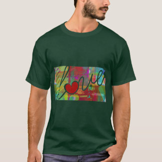 カラフルな水彩画の州の地図のシルエット カンザス州 KS 愛 Tシャツ