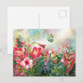 カラフルな水彩画の庭の花 ポストカード (正面/裏面)