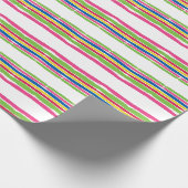 カラフルな水彩画の打撃、クリスマスは縞で飾ります ラッピングペーパー (角)