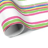 カラフルな水彩画の打撃、クリスマスは縞で飾ります ラッピングペーパー (ロールコーナー)