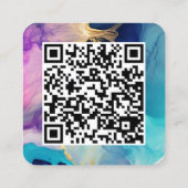 カラフルな水彩画の抽象的な太字のカリグラフィーQRコード スクエア名刺 (裏面)