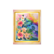 カラフルな水彩画の春の枝に花を添えて