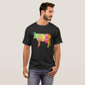 カラフルな水彩画の牛 Tシャツ (正面フル)
