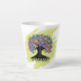 カラフルな水彩画の生命の樹 カフェラテマグ