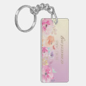 カラフルな水彩画の花々が可愛い キーホルダー (正面左)