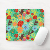 カラフルな水彩画の花の素晴らしい花柄 マウスパッド (マウス)