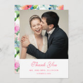 カラフルな水彩画の花パターン|は感謝していしています サンキューカード (正面/裏面)