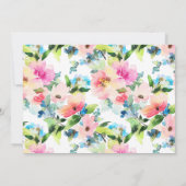 カラフルな水彩画の花パターン-日付を救って下さい セーブザデート (裏面)