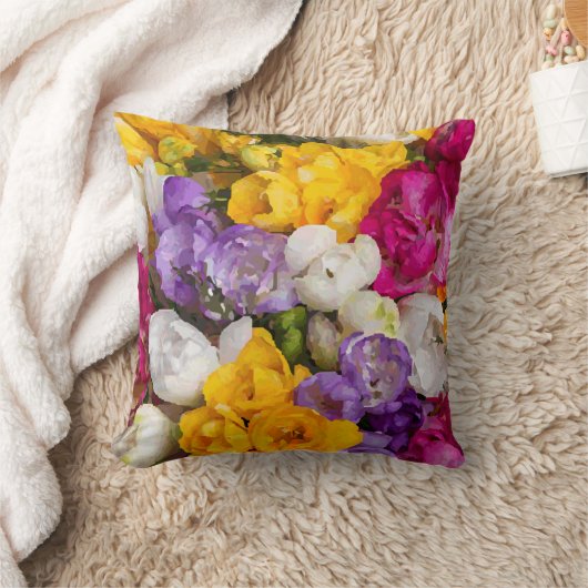 カラフルな水彩画の花束の罰金の花柄 クッション (ブランケット)