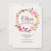 カラフルな水彩画の花柄の招待状 招待状 (正面)