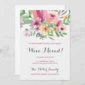 カラフルな水彩画の花　私たちは引っ越しました 案内状 (正面/裏面)