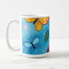 カラフルな水彩画の蝶々 コーヒーマグカップ