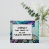 カラフルな水彩画の誕生日ポストカード招待状 ポストカード (スタンド正面)