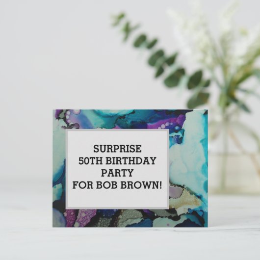 カラフルな水彩画の誕生日ポストカード招待状 ポストカード (スタンド正面)