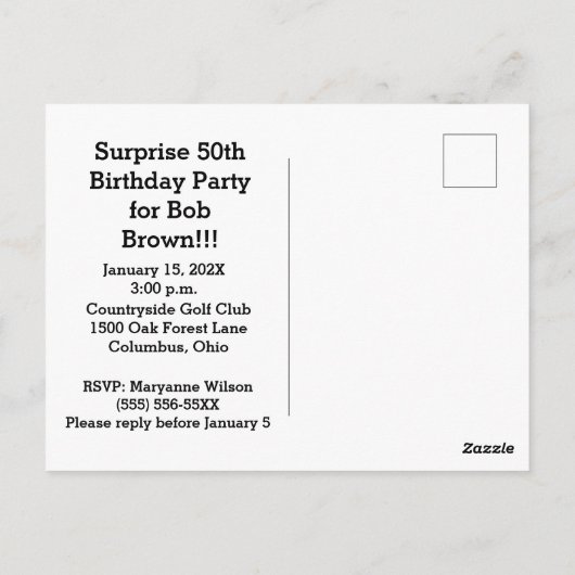 カラフルな水彩画の誕生日ポストカード招待状 ポストカード (裏面)