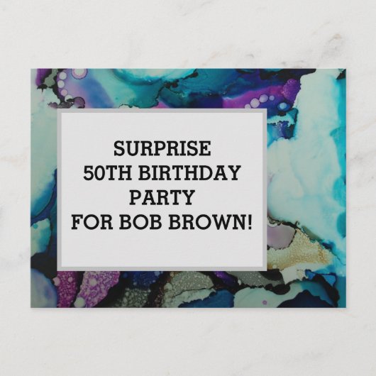 カラフルな水彩画の誕生日ポストカード招待状 ポストカード (正面)