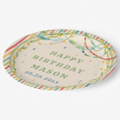 カラフルな水彩画の誕生日 ペーパープレート (アングル)