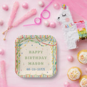 カラフルな水彩画の誕生日 ペーパープレート (パーティー)