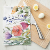 カラフルな水彩画の野の花のオーダーメイド キッチンタオル (四つ折り)