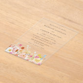 カラフルな水彩画の野の花の結婚式 アクリル招待状 (レイダウン)