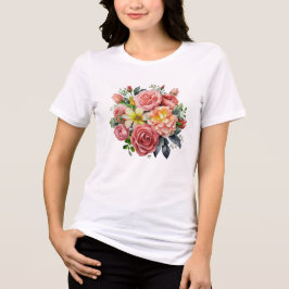 カラフルな水彩画の野の花ガーデン トライブレンドTシャツ