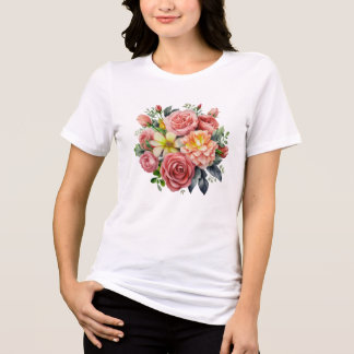 カラフルな水彩画の野の花ガーデン トライブレンドTシャツ