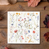 カラフルな水彩画の野の花 スタンダードカクテルナプキン
