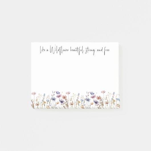 カラフルな水彩画の野の花 ポストイット (正面)