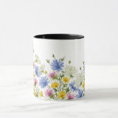 カラフルな水彩画の野の花 マグカップ (中央)