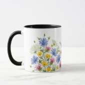 カラフルな水彩画の野の花 マグカップ (左)