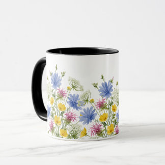 カラフルな水彩画の野の花 マグカップ