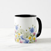 カラフルな水彩画の野の花 マグカップ (正面右)