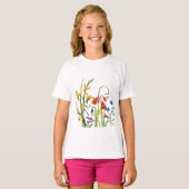 カラフルな水彩画の野の花 夏の引用 Tシャツ (正面フル)