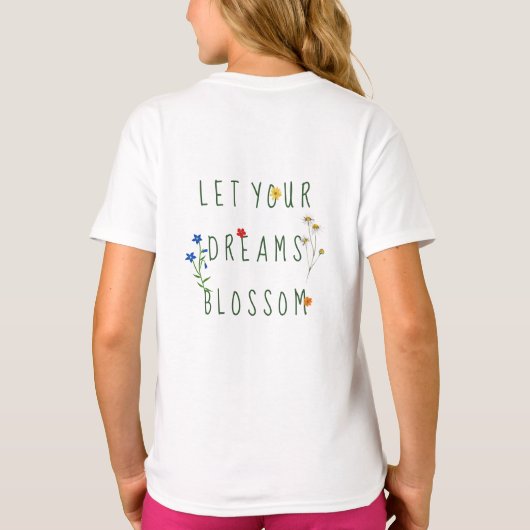 カラフルな水彩画の野の花 夏の引用 Tシャツ (裏面)