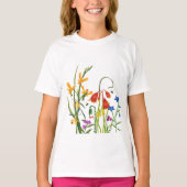 カラフルな水彩画の野の花 夏の引用 Tシャツ (正面)