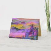 カラフルな水彩画の風景 ホリデー カード (正面)