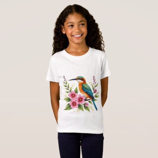 カラフルな水彩画の鳥Tシャツ Tシャツ (正面フル)
