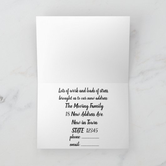 カラフルな水彩画は新しい住所カードを収容します 案内状 (内部)