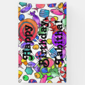 カラフルな水彩画手描きのキャンデーパターン 横断幕 (縦)
