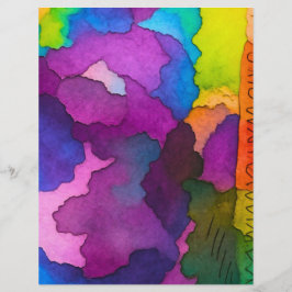 カラフルな水彩画風のクラフト紙 8.5x11"