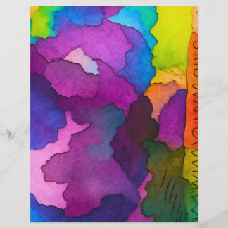 カラフルな水彩画風のクラフト紙 8.5x11"